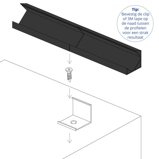 4 meter ledstrip hoekprofiel Basic Line zwart breed - Compleet met afdekkap