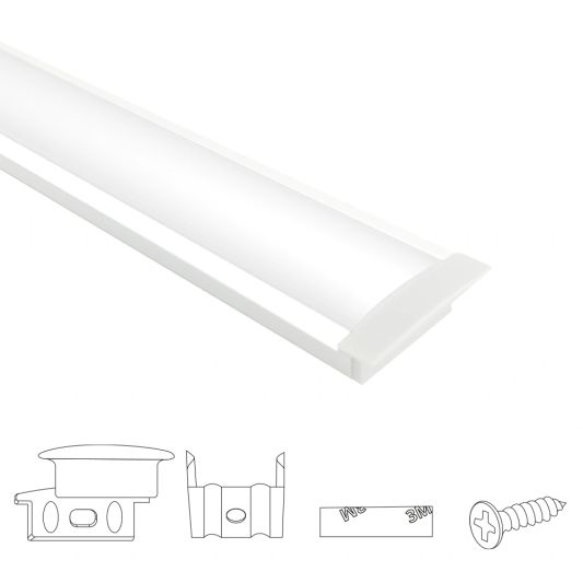 Aluminium ledstrip profiel wit inbouw 1M - breed en laag - compleet met afdekkap