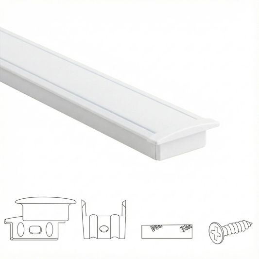 Aluminium ledstrip profiel wit inbouw 2M Slim Line - 7 mm hoog - Compleet met afdekkap