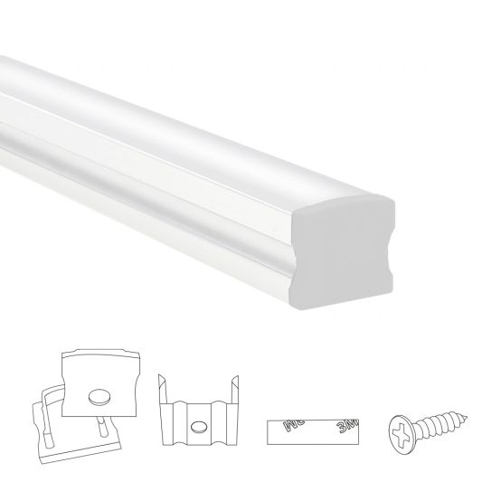 Ledstrip profiel wit opbouw 1M - breed en hoog - compleet met afdekkap