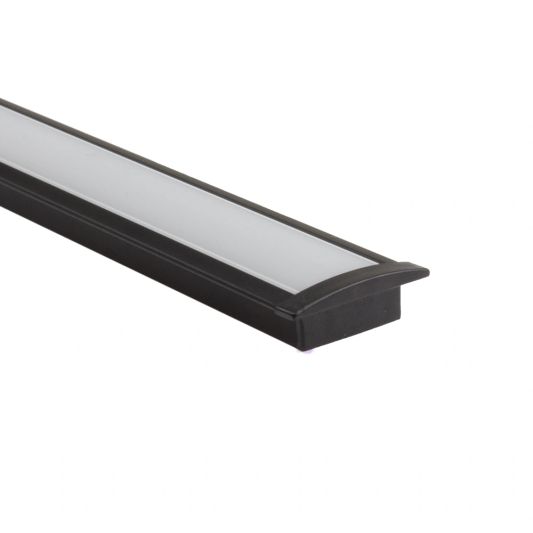 Aluminium ledstrip profiel zwart inbouw 2M Slim Line - 7 mm hoog - Compleet met afdekkap