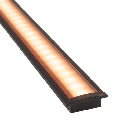 Aluminium ledstrip profiel zwart inbouw 3M Slim Line - 7 mm hoog - Compleet met afdekkap