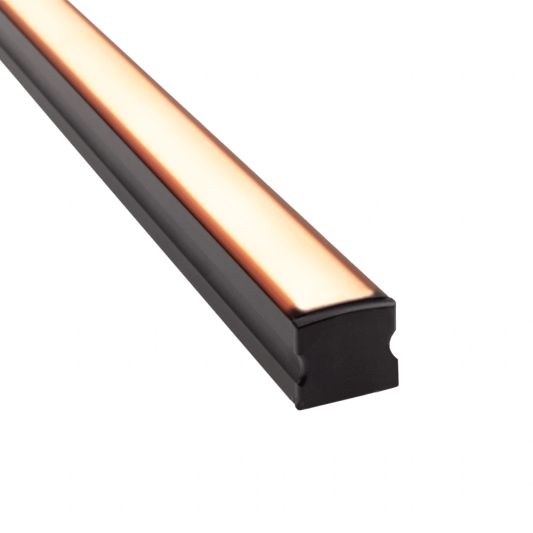 Aluminium ledstrip profiel zwart opbouw 2M - 15 mm hoog - compleet met afdekkap