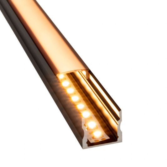 Aluminium ledstrip profiel zwart opbouw 1M - 15 mm hoog - compleet met afdekkap