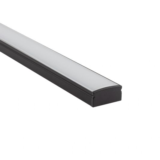 Aluminium ledstrip profiel zwart opbouw 2M - 7 mm hoog - compleet met afdekkap