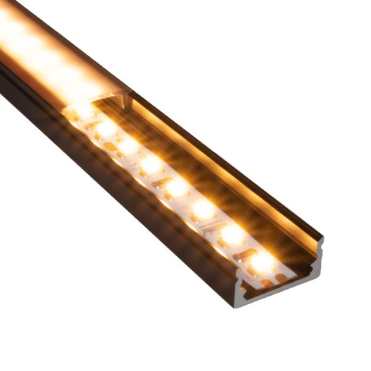 Aluminium ledstrip profiel zwart opbouw 4M - 7 mm hoog - compleet met afdekkap