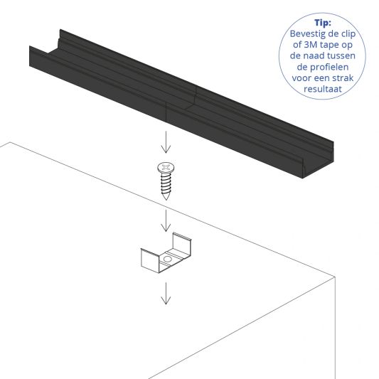 Aluminium ledstrip profiel zwart opbouw 4M - 7 mm hoog - compleet met afdekkap