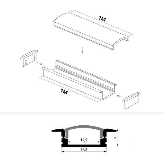 Led profiel 1 meter inbouw laag 8 mm slim line