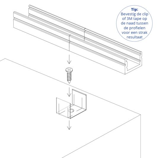 Led profiel 1 meter opbouw breed 19 mm ronde afdekkap