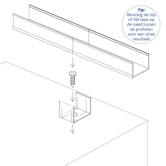 Led profiel 1 meter opbouw breed hoog 20 mm