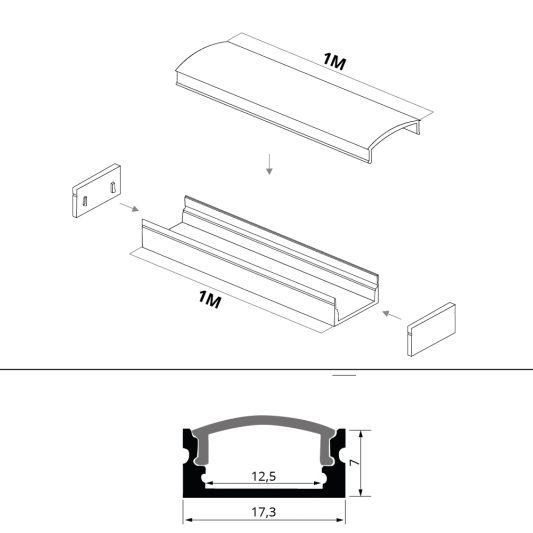 Led profiel 1 meter opbouw laag 8 mm slim line