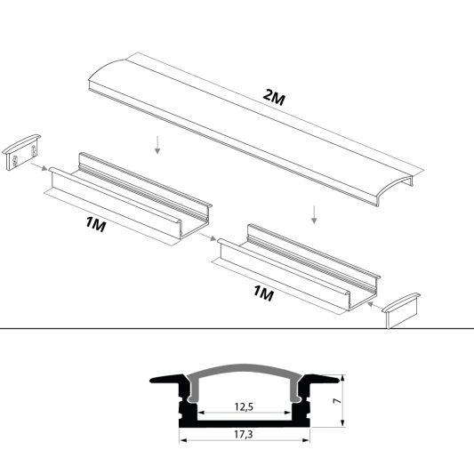 Led profiel 2 meter inbouw laag 8 mm slim line