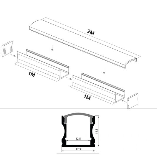 Led profiel 2 meter opbouw hoog 15 mm slim line