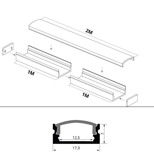 Led profiel 2 meter opbouw laag 8 mm slim line