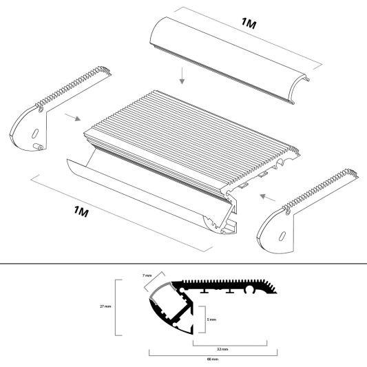 Led profiel traprand 1 meter