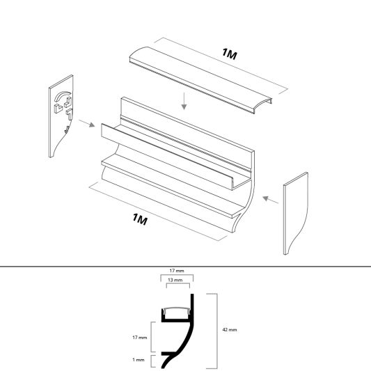 Led profiel up light muur profiel 1 meter