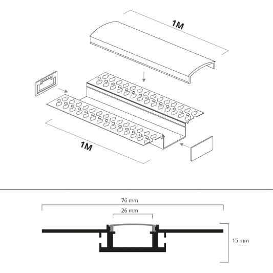 Led stuc profiel breed 1 meter