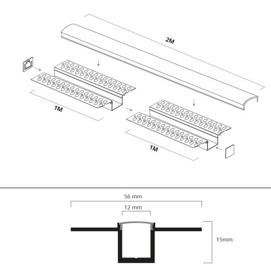 Led stuc profiel smal 2 meter