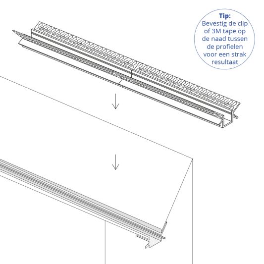 Led tegel profiel / led stuc profiel binnenhoek smal 1 meter