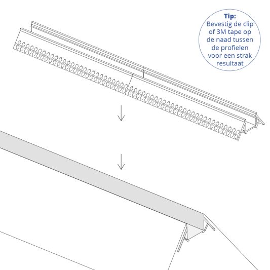 Led tegel profiel / led stuc profiel buitenhoek smal 2 meter