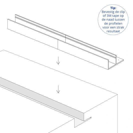 Led tegel profiel / led stuc profiel smal - Stucstop - 1 meter