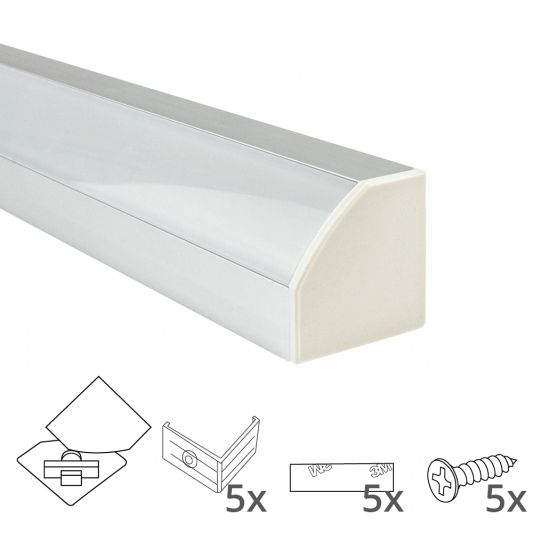 Ledstrip hoekprofiel 2 meter Basic line - compleet inclusief afdekkap