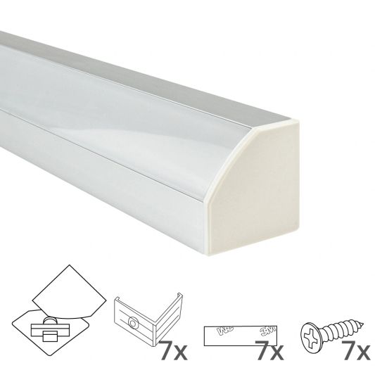 Ledstrip hoekprofiel 3 meter Basic line - compleet inclusief afdekkap