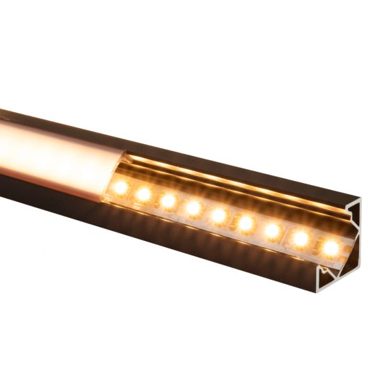 Ledstrip hoekprofiel zwart - Slim line - compleet inclusief afdekkap 4 meter