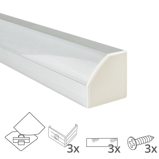 Ledstrip hoekprofiel 1 meter Basic line - compleet inclusief afdekkap 1 meter
