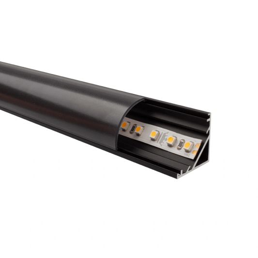 Ledstrip profiel hoek in zwart - Slim line - compleet inclusief afdekkap 3 meter