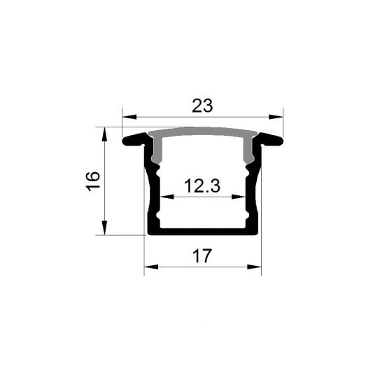 Los led profiel 1 meter inbouw hoog 15 mm slim line